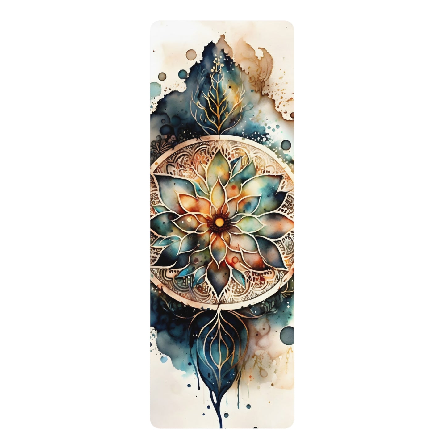 Mandala Lotus Design Rubber Yoga Mat for Meditation and Wellness