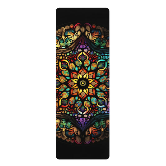 Vibrant Mandala Rubber Yoga Mat for Mindful Practices