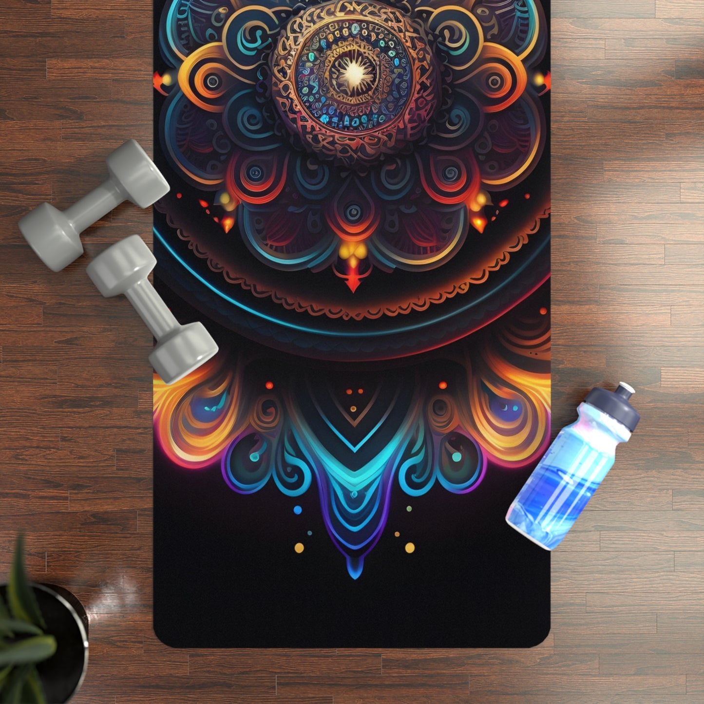 Mandala Pattern Rubber Yoga Mat for Mindfulness and Meditation
